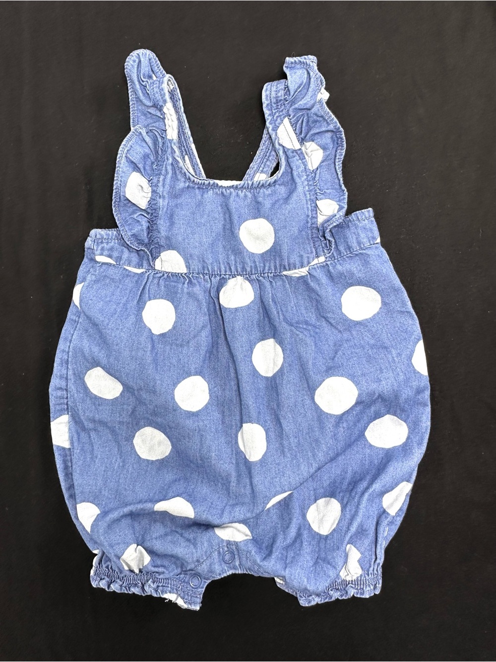 Carters Polka Dot & Ruffles Denim Bubble Romper Jumpsuit 12m